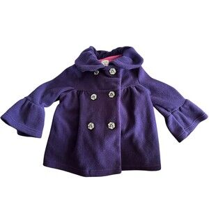 Mack & Co Girls Purple Ruffle Coat 2t Winter Dress Coat‎ button up
